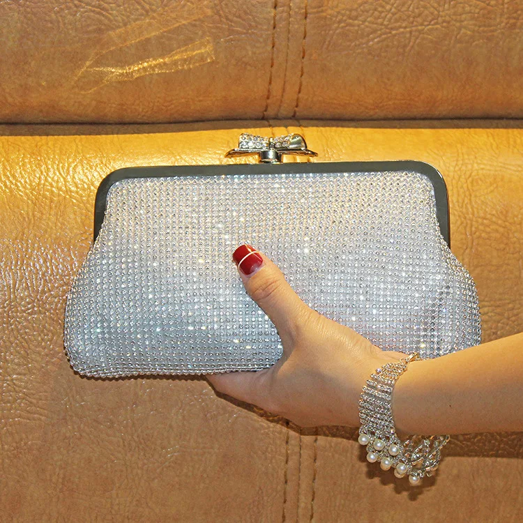 Whhhherr Ladies Fashion Diamond Evening Banquet Bag Dress Clutch Purse Handbag Color : Gold 