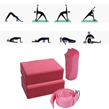 

Yoga Block Set EVA Pilates Fitness Belt Set Stretching Belt Yoga Block Fitness Equipment for Training