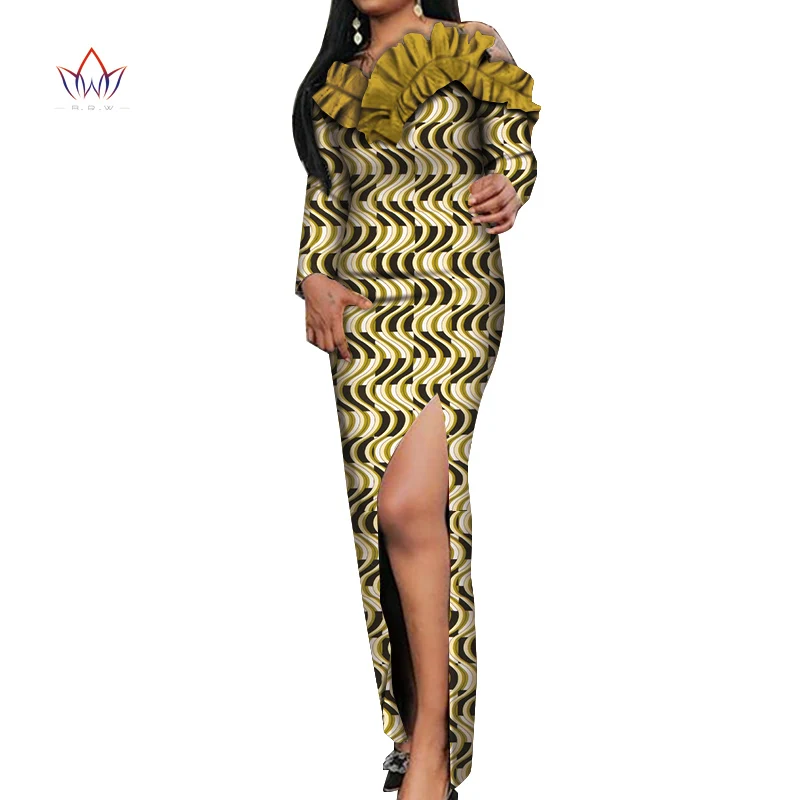 Африканская Дашики платья для женщин Красочные повседневные Свадебные африканские платья для женщин длиной до щиколотки с длинными рукавами африканские WY5465 - Цвет: 8