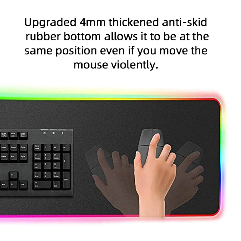 Игровой коврик для мыши RGB большой коврик для мыши геймер большая мышь Коврик для компьютерной мыши светодиодная подсветка XXL поверхность Mause Pad клавиатура Настольный коврик