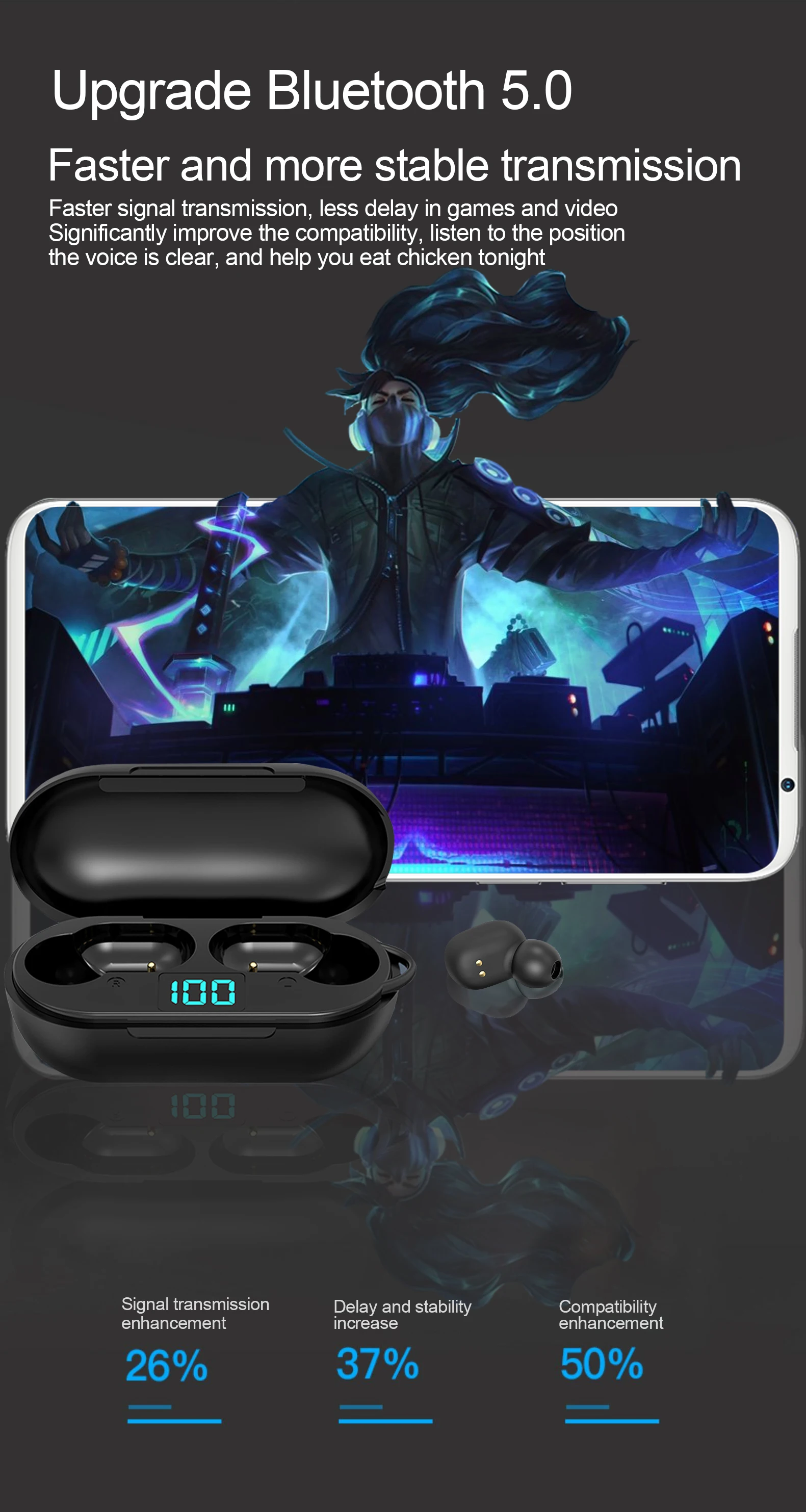 H6 fones de ouvido sem fio bluetooth