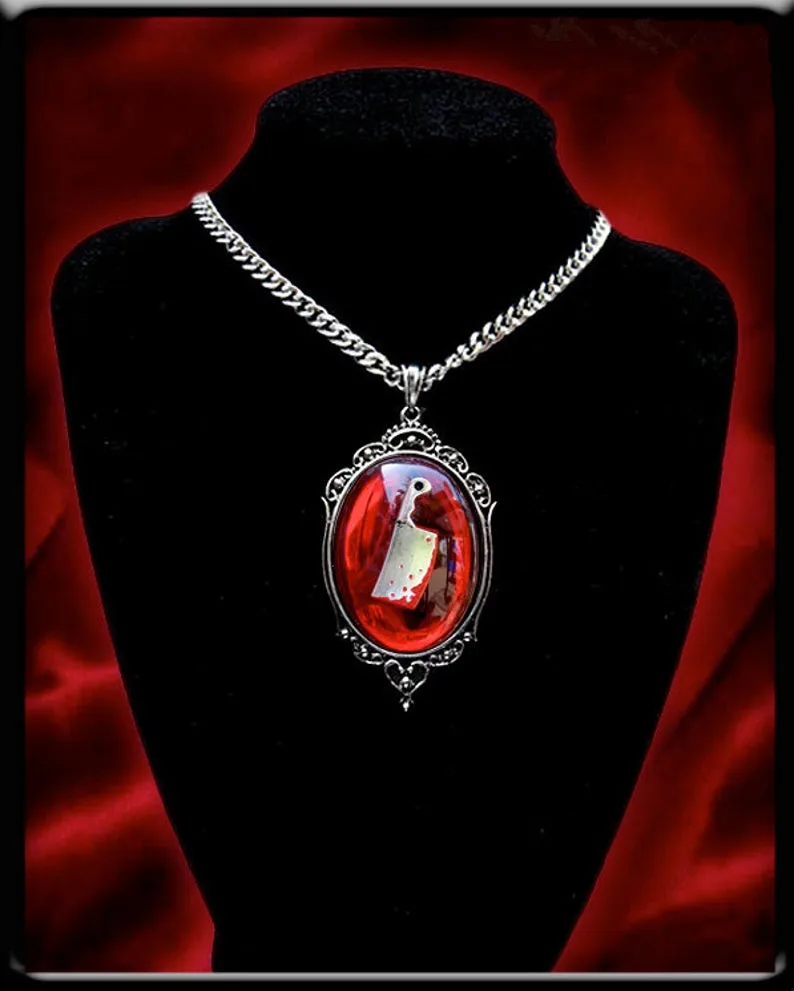 BLOODY CLEAVER NECKLACE Psychobilly Emo Goth Punk Horror Knife Murder Meat Halloween Jewellry gift | Украшения и аксессуары