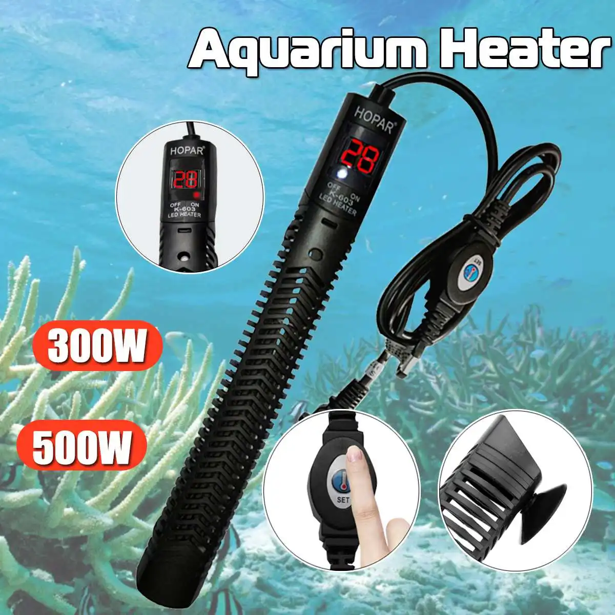

LED Submersible Aquarium Fish Tank Automatic Constant Temperature Heating Heater Rod Power Saving Heater For Fish Tank Aquarium