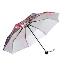  Creative Illustration Japanese Sakura Girl Rain / Sun Umbrella 3 Folding Thickening Sunshade Anti UV Women Art Umbrellas 