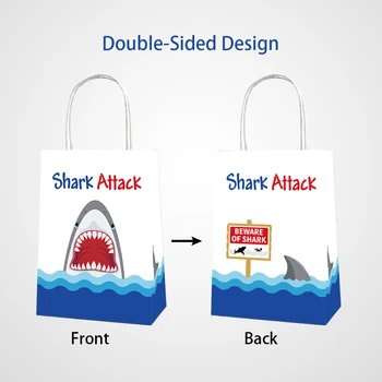 

20pcs Carton Shark Party Gifts Tote Bags Happy Birthday Candy Bags Kids Birthday Party Decoration Paper Gift Boxes Packaging