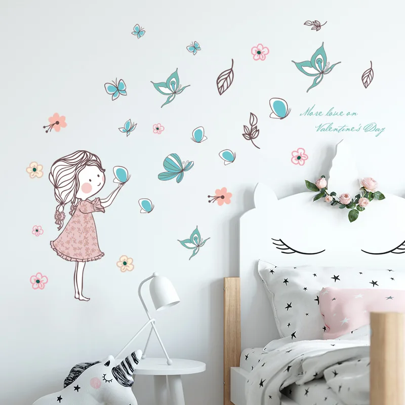 Новинка креативная мультяшная Летающая бабочка цветок девушка спальня детская
