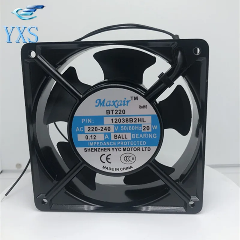 Maxair BT220 12038S2HL AC220-240V 20W 0.12A 120×38mm AC cooling fan 2-wire