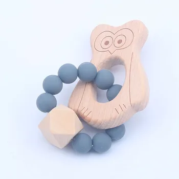

Baby Wooden + silicone Teether Crochet Chew Beads Teething Toy Teether Montessori Bracelets Bracelets