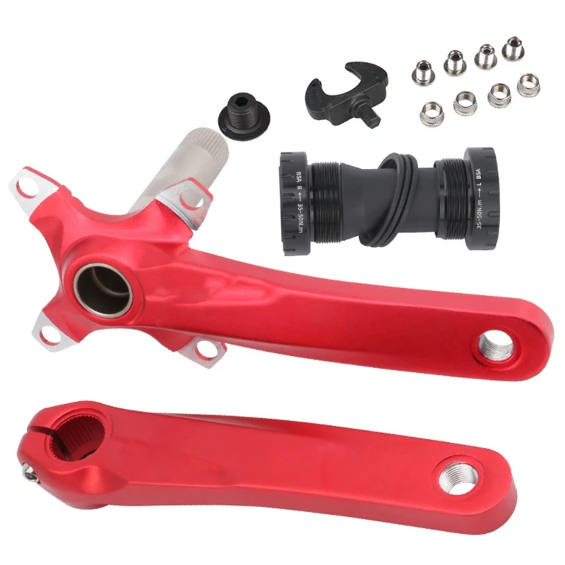 Bike Crank Arm Set 170mm 104 BCD with Bottom Bracket Kit and Chainring Bolts for MTB BMX Road Bicycle