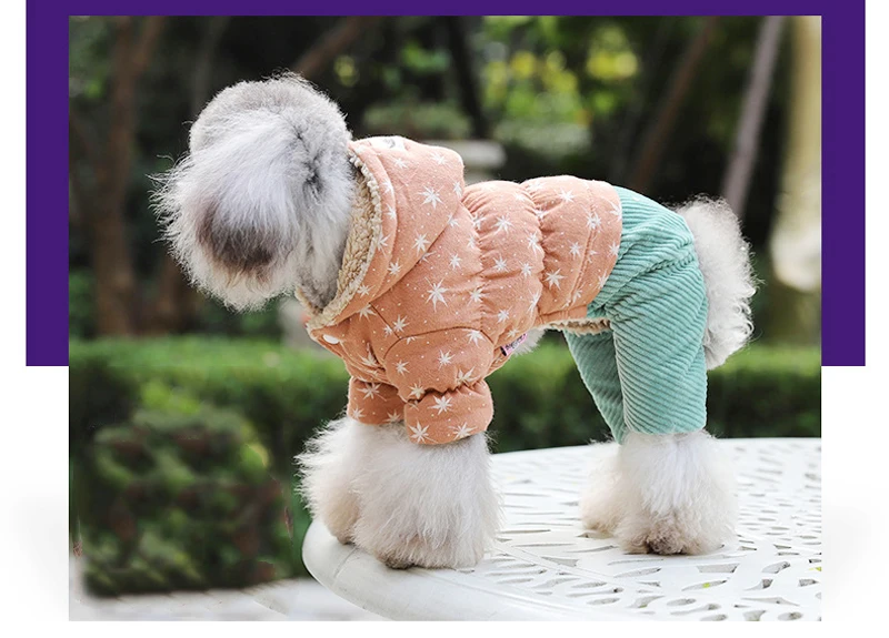 Вельветовые плотные комбинезоны для домашних животных собак щенков худи с кошкой зимнее пальто четыре ноги одежда для малых и средних собак собаки чихуахуа Йорки 10A