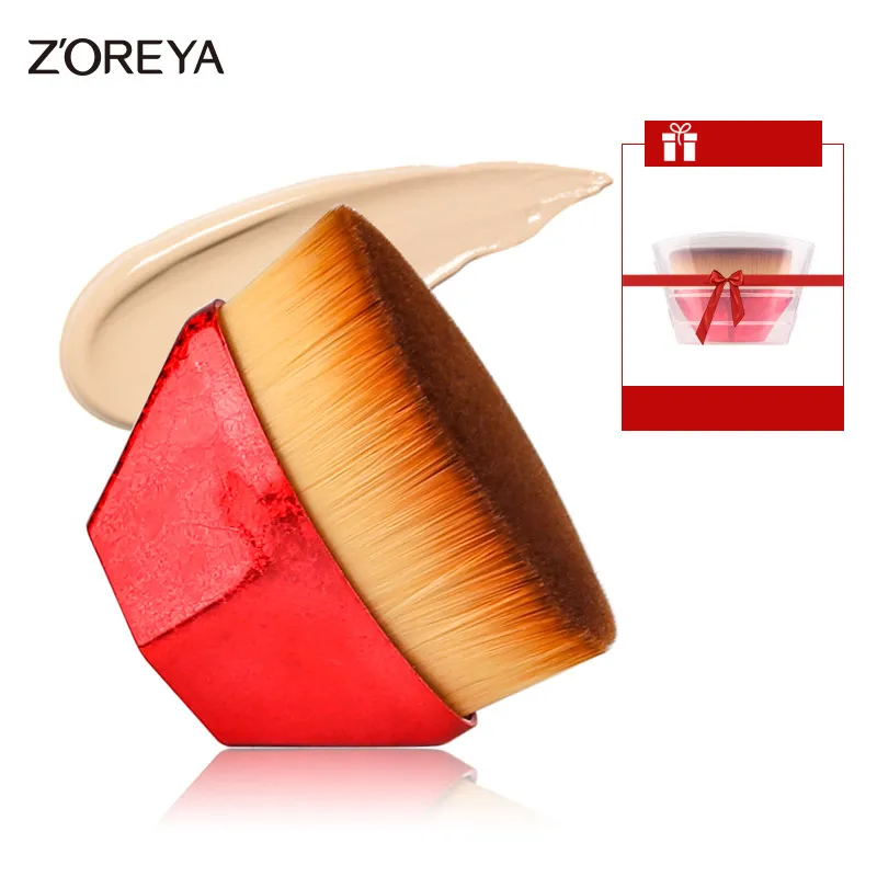 red color ZOREYA Кисть для нанесения основы под макияж № 55 плоская кисть для макияжа с защитный короб - Handle Color: red color
