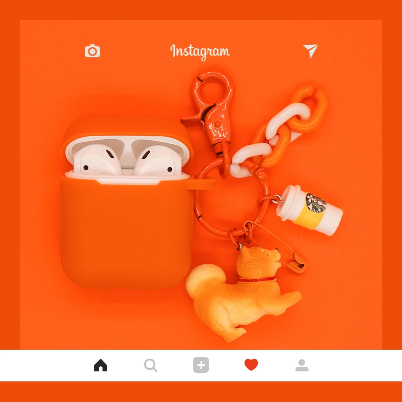 

Cute Cartoon Protective Case for AirPods 1 2 Animal Dog Keychain Bluetooth Wireless Earphone Silicone Cover Air pod Accessories