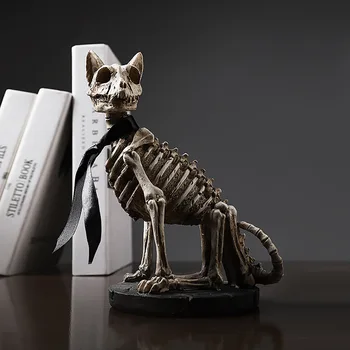 

Nordic Creative Retro Skull Dog Sculpture Ornaments Home Party Store Simulation Animal Statue Furnishings Crafts Halloween Decor
