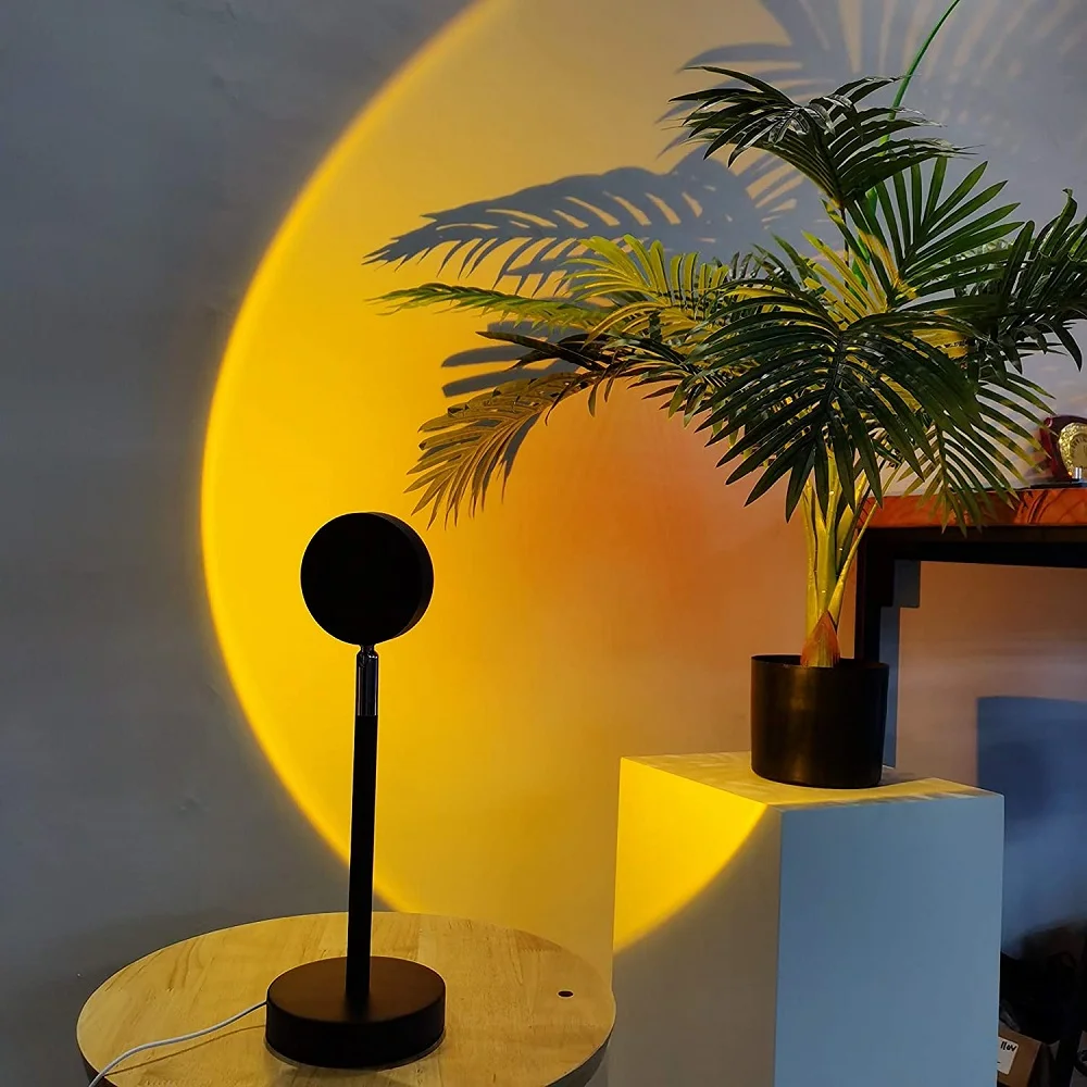 USB Rainbow Sunset Red Projector Led Night Light Sun Projection Desk Lamp for Bedroom Bar Coffee Store Wall Decoration Lighting