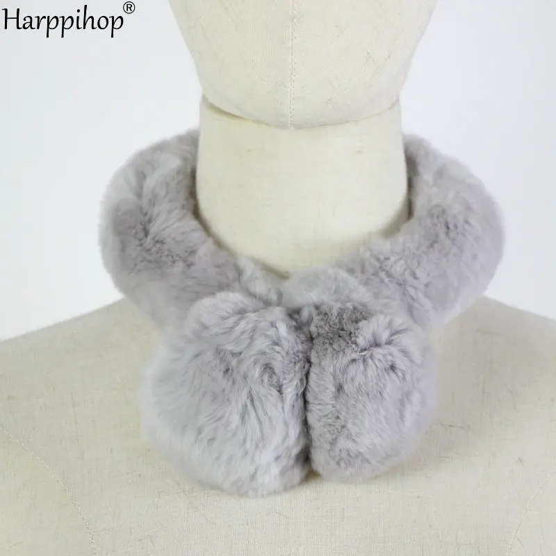 Harppihop* Зимний женский шарф из натурального меха модный шарф из кроличьего меха имеет различные цвета на выбор
