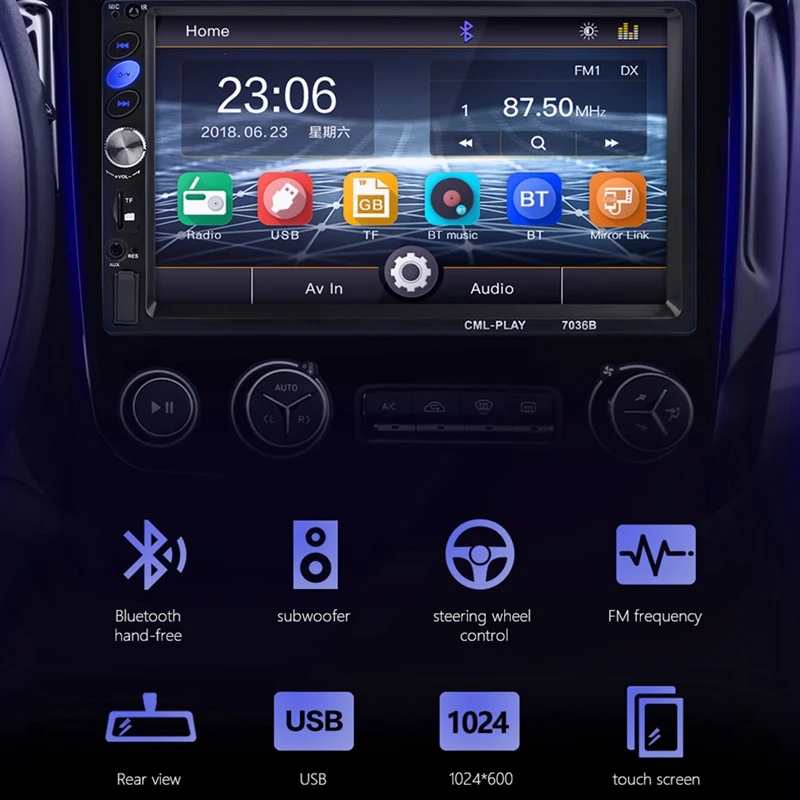 2Din автомобильное радио 7 дюймов нажмите Android плеер сабвуфер Mp5 плеер Авторадио Bluetooth Камера заднего вида магнитофон