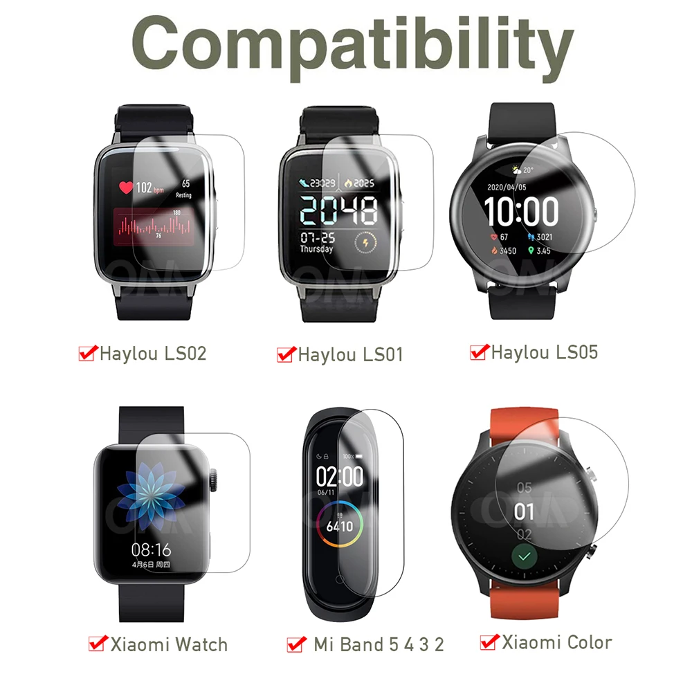 Protective Film for Xiaomi Haylou LS02 LS01 Solar LS05 Color Mi Band 6 NFC  5 4 3 2 Smart Watch Screen Protector (Not Glass|Smart Accessories| -  AliExpress