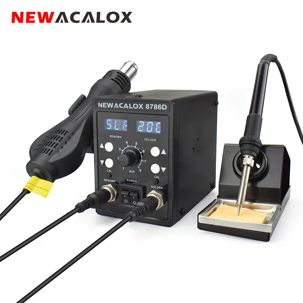 NEWACALOX 8786D 878 750W Blue Digital 2 In 1 SMD Rework Soldering Station Repair Welding Soldering I