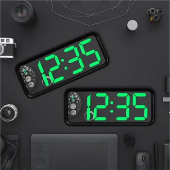 

Digital Alarm Clock Temperature Time Date Display Large Font Mirror LED Clock USB Output Luminous Bedside Clock for Bedroom