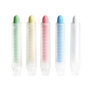 

Length 80mm Colored Chalk 5pcs/lot 5 Colors Dust-free Erasable Solid Chalk Sticks For Hand Painted Murals Supplies