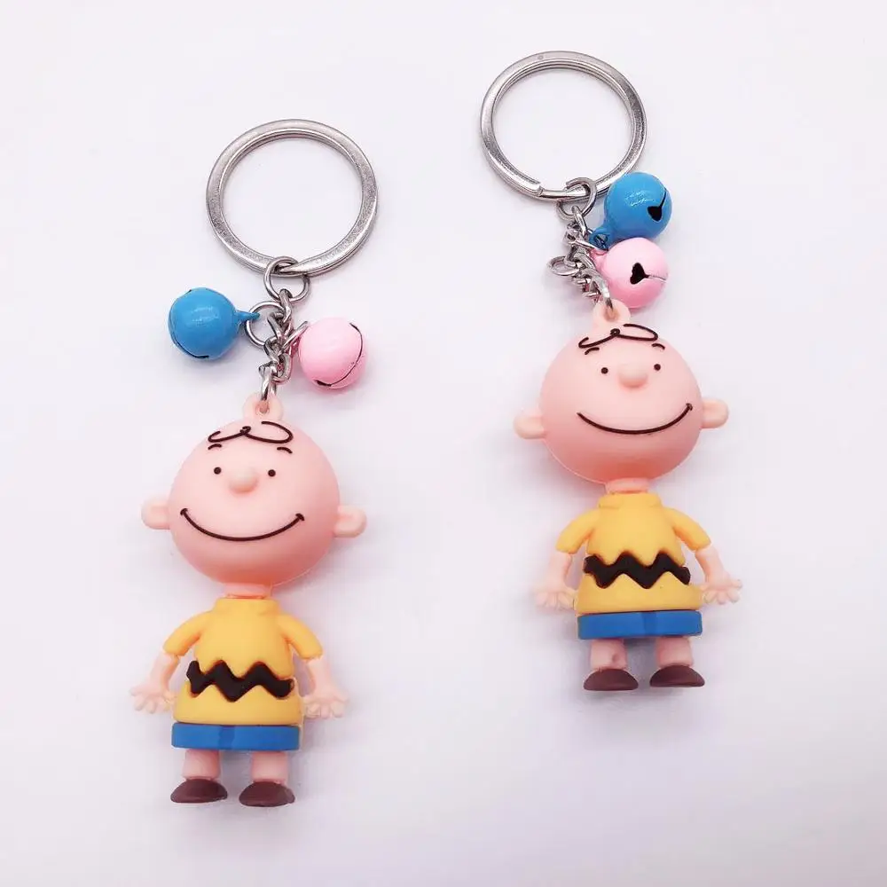 

2019 Cute Cartoon Charlie Brown Keychain For Girls Car Or Bag Keyring Anime Key chain Gifts Or Men Key Chain Women Keychain
