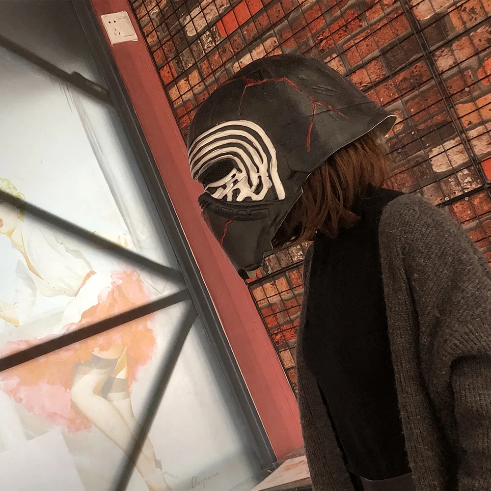new star Wars рост Скайуокер Kylo маски ren Косплэй бен соло с принтом «The Force Awakens»(Звёздные войны: Пробуждение силы латекс шлем маски вечеринка Хэллоуин Применение