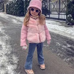 2019 г. Новая зимняя теплая одежда для маленьких девочек пушистое плотное пальто с искусственным мехом, куртки, верхняя одежда