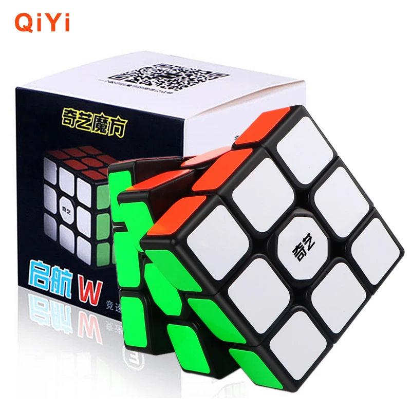 Stickerless QiYi воин W Скорость куб, головоломка, 3x3x3, волшебный куб, для детей для маленьких мальчиков подарок на - Цвет: Black Sticker