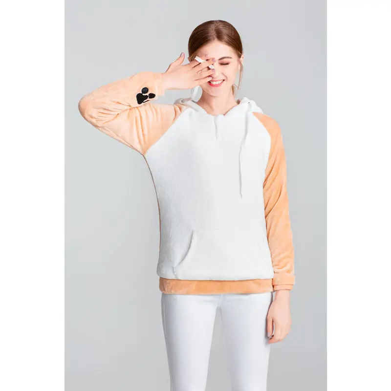 Dropshipping Lovely Muco Harajuku Sweatshirt Japan Kawaii Plush Female Hoodie Girls Anime Shiba Inu Doge With Ears Pullover