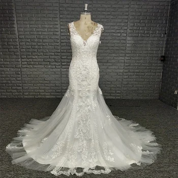 

2020 Latest Design V Neck Sleeveless Wedding Dress Bridal Gown Mermaid