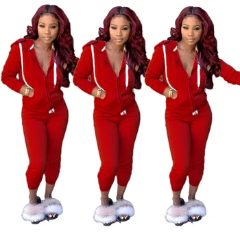 

2019 Autumn Hot Selling European And American Women's Solid Color Women's Suits Sports Two-Piece Set