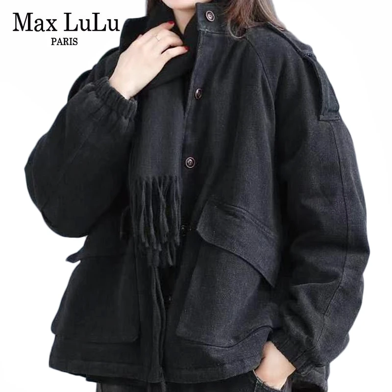  Max LuLu 2019 Fashion Korean Winter Clothing Ladies Quilted Coats Women Printed Padded Jackets Deni