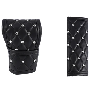 

Car Gear Lever Cover Black Crystal d Diamond Cover & Car Handbrake Cover Black Crystal d Diamond Cover