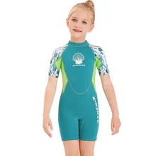 

2.5mm Girls Short Sleeve Diving Snorkeling Jumpsuit Scuba Dive Neoprene Swimwear Wetsuit Youth Kids Shorty Surfing Swimming Suit