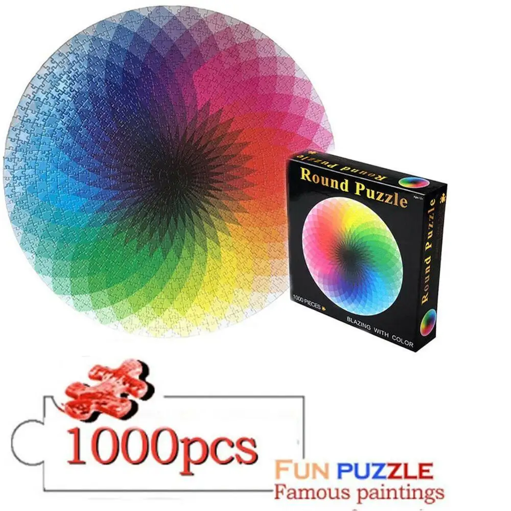 Puzzles 500/1000 pièces rond Puzzles arc-en-ciel Palette jeu intellectuel pour adultes et enfants Puzzle cadeau