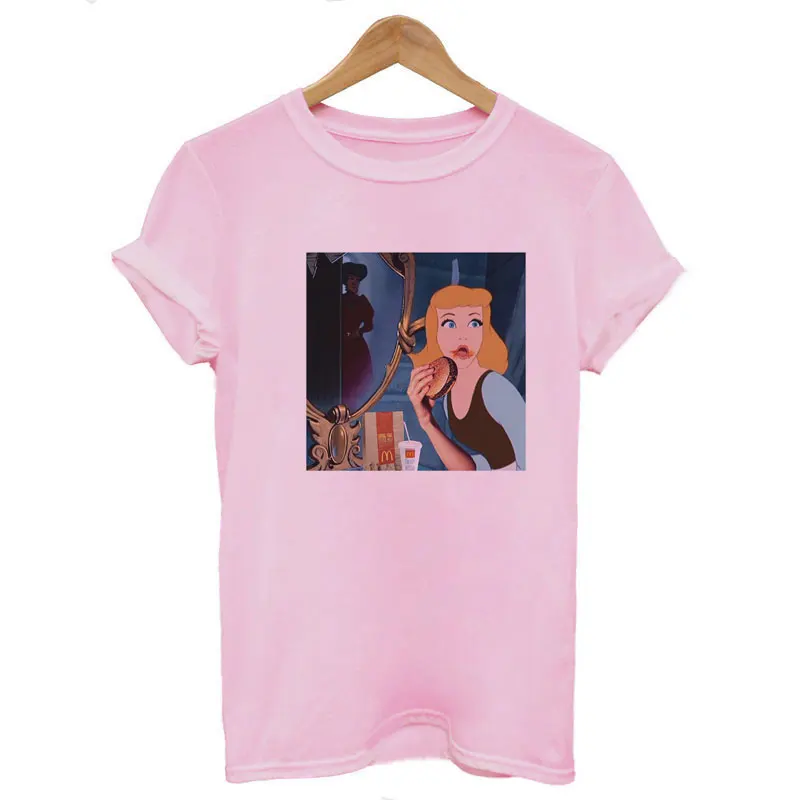 Пародия принцессы с принтом Харадзюку каваи Летняя женская одежда модная повседневная забавная Футболка женская уличная одежда Camiseta Mujer - Цвет: 2472-fen