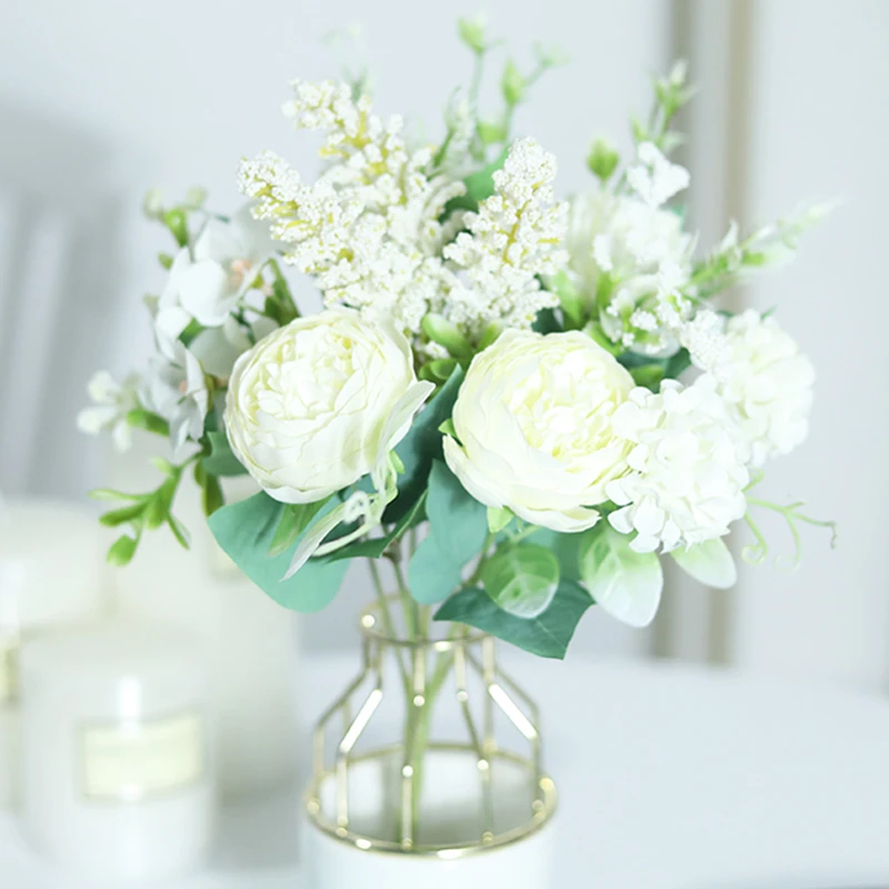 White Artificial Flowers Wedding Decorations White Artificial Flowers Silk Rose Aliexpress