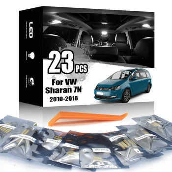 

23pcs White Canbus led Car interior lights Package Kit For Volkswagen VW Sharan 7N LED interior light + License plate light Kit