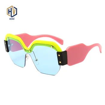 

Siamese Sunglasses Female Irregular Half Frame Sun Glasses Female Ocean lens Gradient Eyeglasses Oculos de Sol UV400