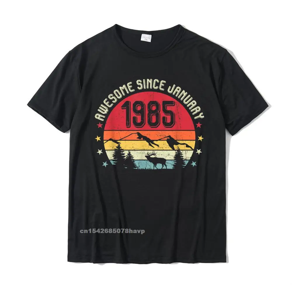 UniqueFamily Short Sleeve Tops Shirt Summer/Fall Funky Crewneck All Cotton Tees Mens T-shirts Normal  Drop Shipping Awesome Since January 1985 Birthday Shirt Vintage Shirt T-Shirt__1597.Awesome Since January 1985 Birthday Shirt Vintage Shirt T-Shirt  1597 black.