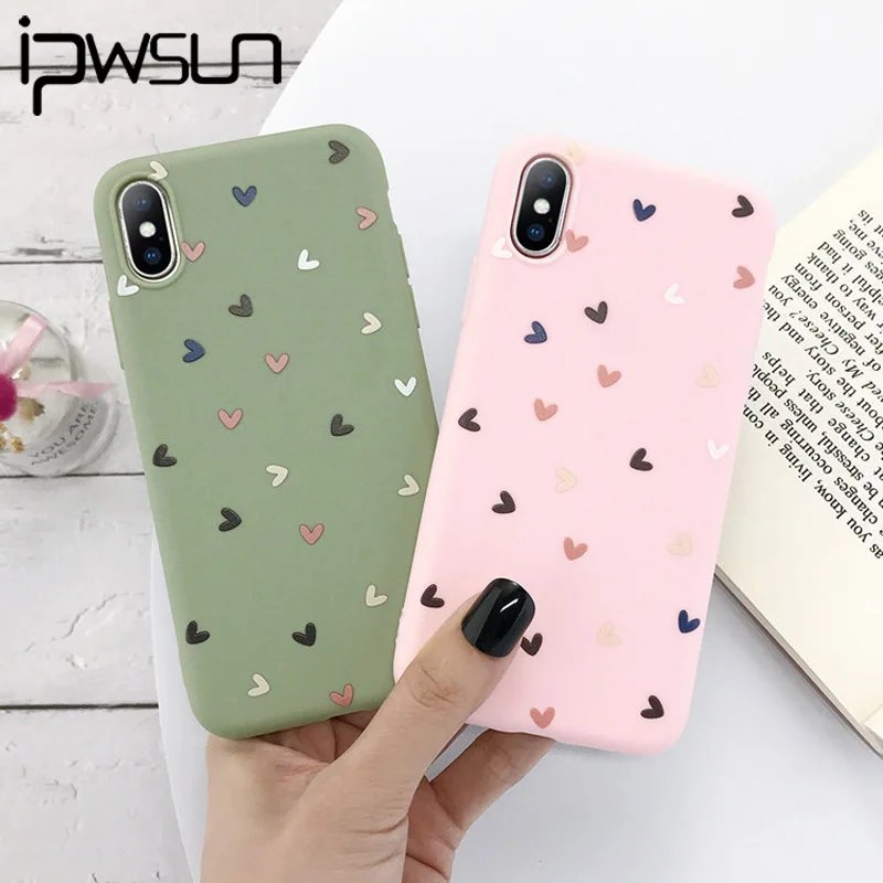 Чехол iPWSOO для телефона iPhone 11 Pro Max X XR XS с мультяшным сердцем чехол карамельного