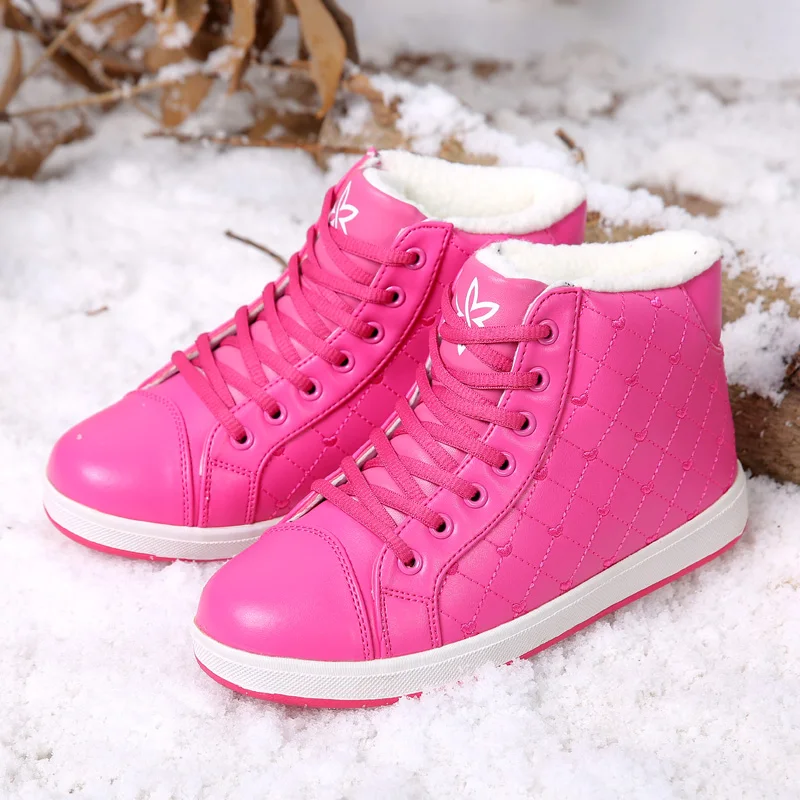 Tenis feminino zapatos mujer г. Зимняя Женская теннисная обувь плюшевая теплая прогулочная спортивная обувь для фитнеса женские кроссовки спортивные дешевые - Цвет: Розовый