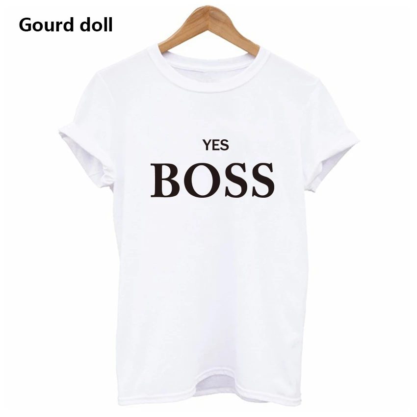 Harajuku Yes/женская футболка с надписью Boss, короткий рукав, круглый вырез, лето, женская футболка, Повседневная футболка, топы, белая/черная одежда
