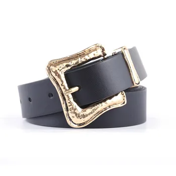 

Square buckle ladies retro belt women wild elegant decoration student youth jeans ladies belt black