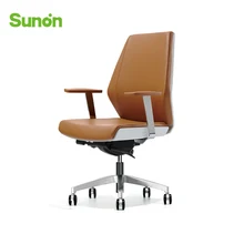 Sunon High quality Full Leather SPE80-3SCTG Office chair KTG Reclining ergonomic Boss Manager Natural wood Black walnut Chair