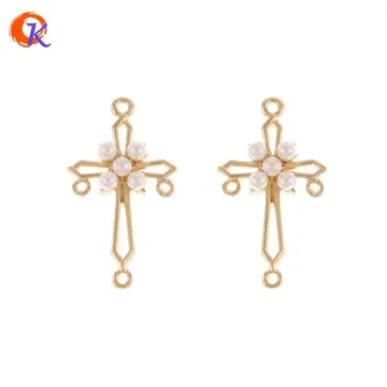 

Cordial Design 50Pcs 23*41MM Jewelry Accessories/Earring Connectors/Cross Shape/Imitated Pearl/DIY/Hand Made/Earring Findings