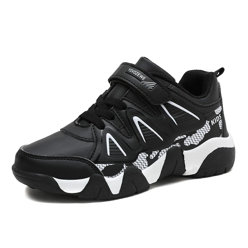 Новая Осенняя детская обувь для мальчиков и девочек, спортивная обувь, брендовые дышащие уличные детские кроссовки, обувь для бега для мальчиков - Цвет: Black and White