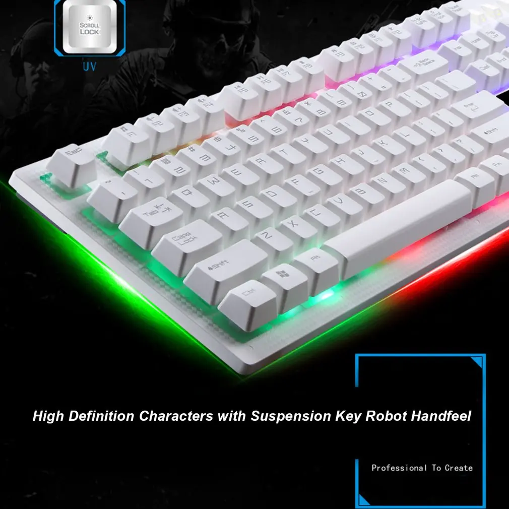 G20 USB Проводная Механическая клавиатура, подвесная со светодиодной RGB Цветной подсветкой, Игровая клавиатура, водонепроницаемая для ПК, компьютера, геймера