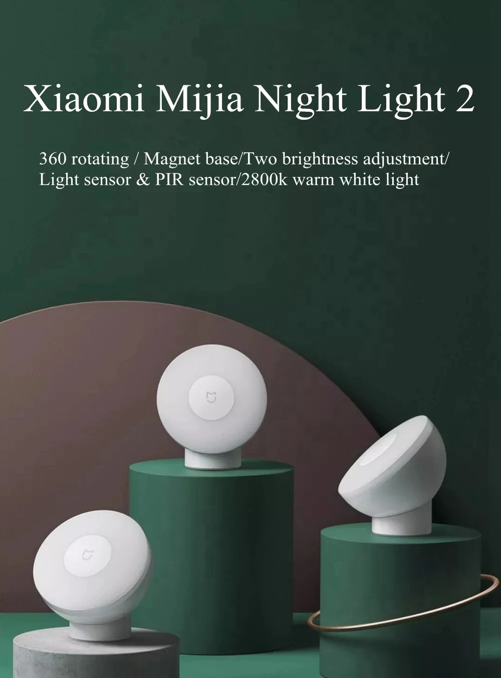 Original xiaomi mijia LED induction night light 2 adjustable brightness infrared smart body sensor with magnetic base (13)