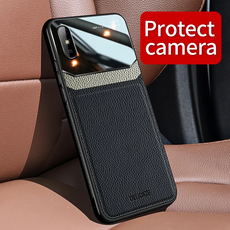 

Luxury Glass Hard Leather Back Cover For Xiaomi Redmi Note 9 8 7 Pro 9S 9ProMax 8T RedMi 9 9A 9C 8 8A 7 K30 K20 10X Phone Coque